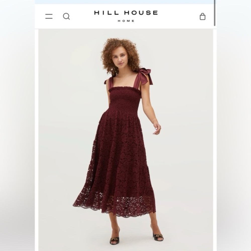 ISO Hill House Ellie Ribbon Lace Dress in Port size S